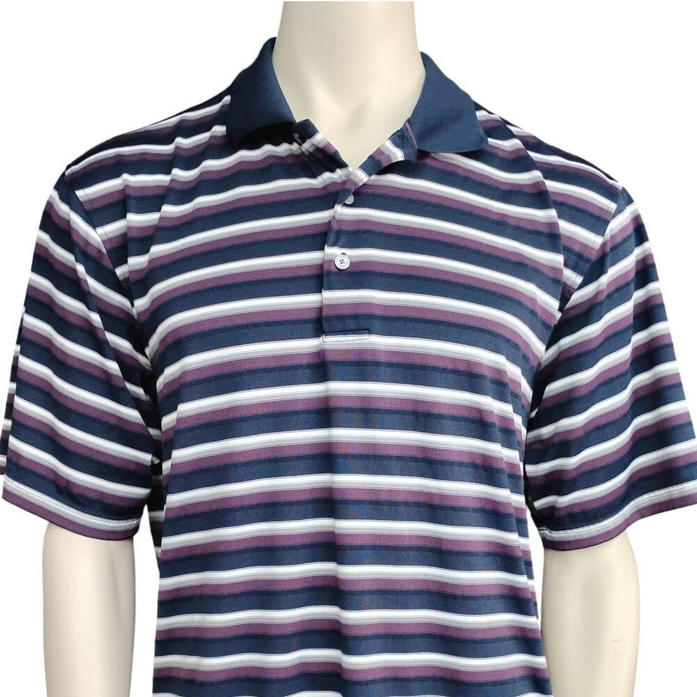 George Polo Shirt Size Large Blue and Purple Stripes Short Sleeve - Picture 2 of 7